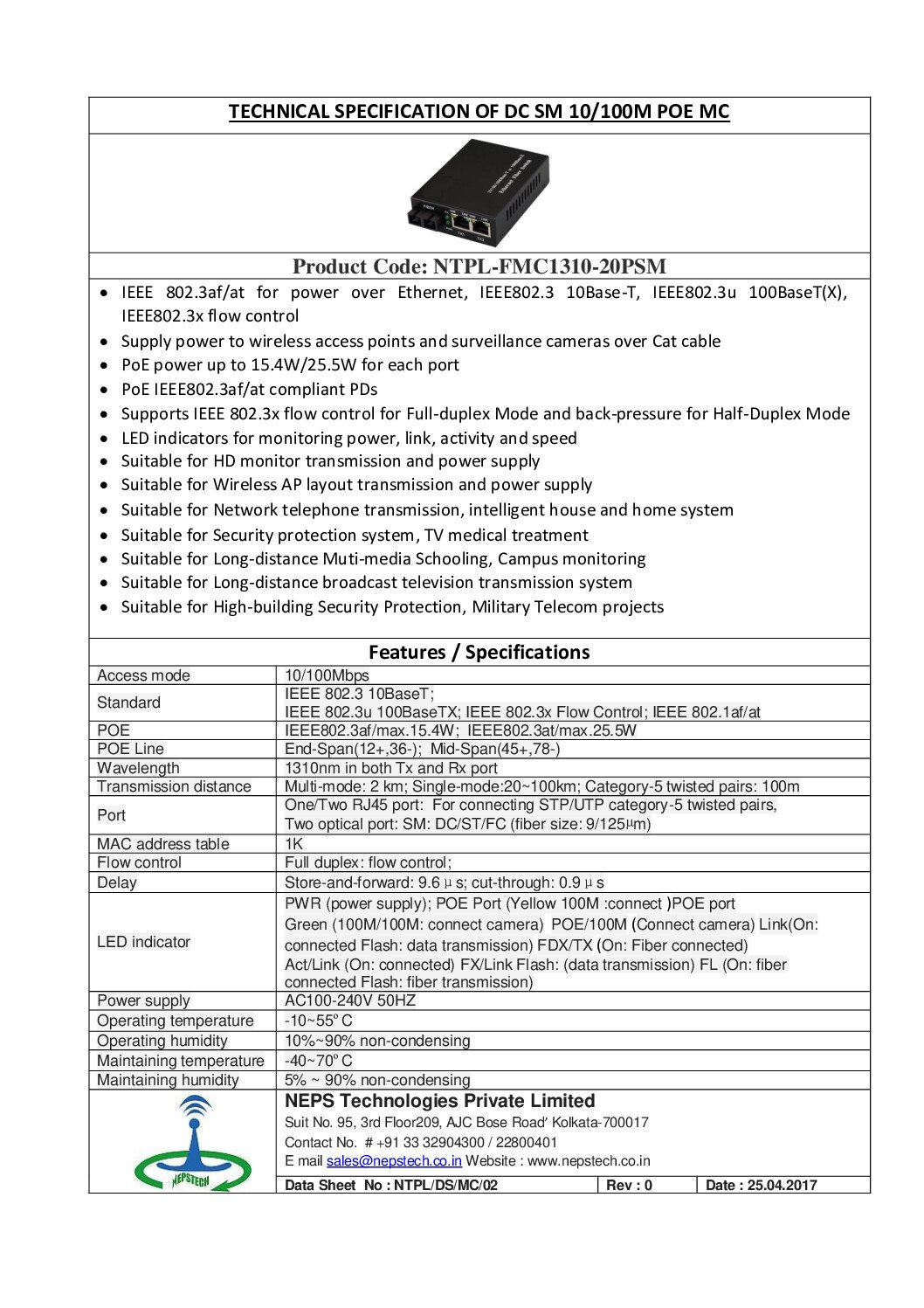 10/100 Dual Core POE SM 20 KM - Image 2