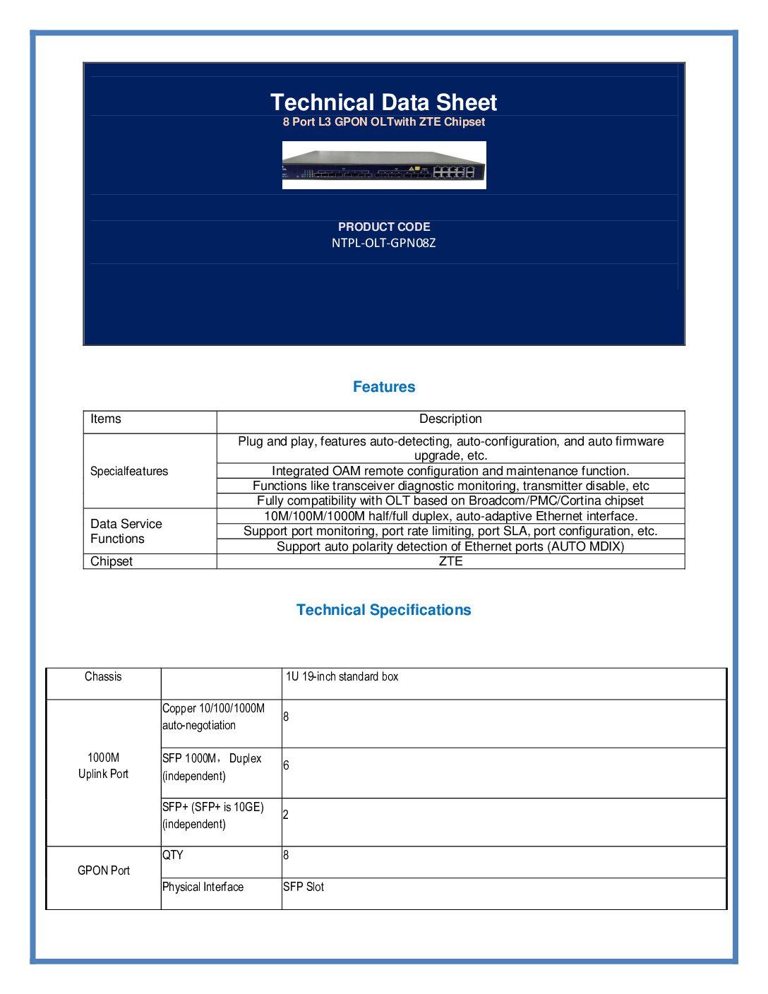 8 Port GPON OLT with ZTE Chipset - Image 2
